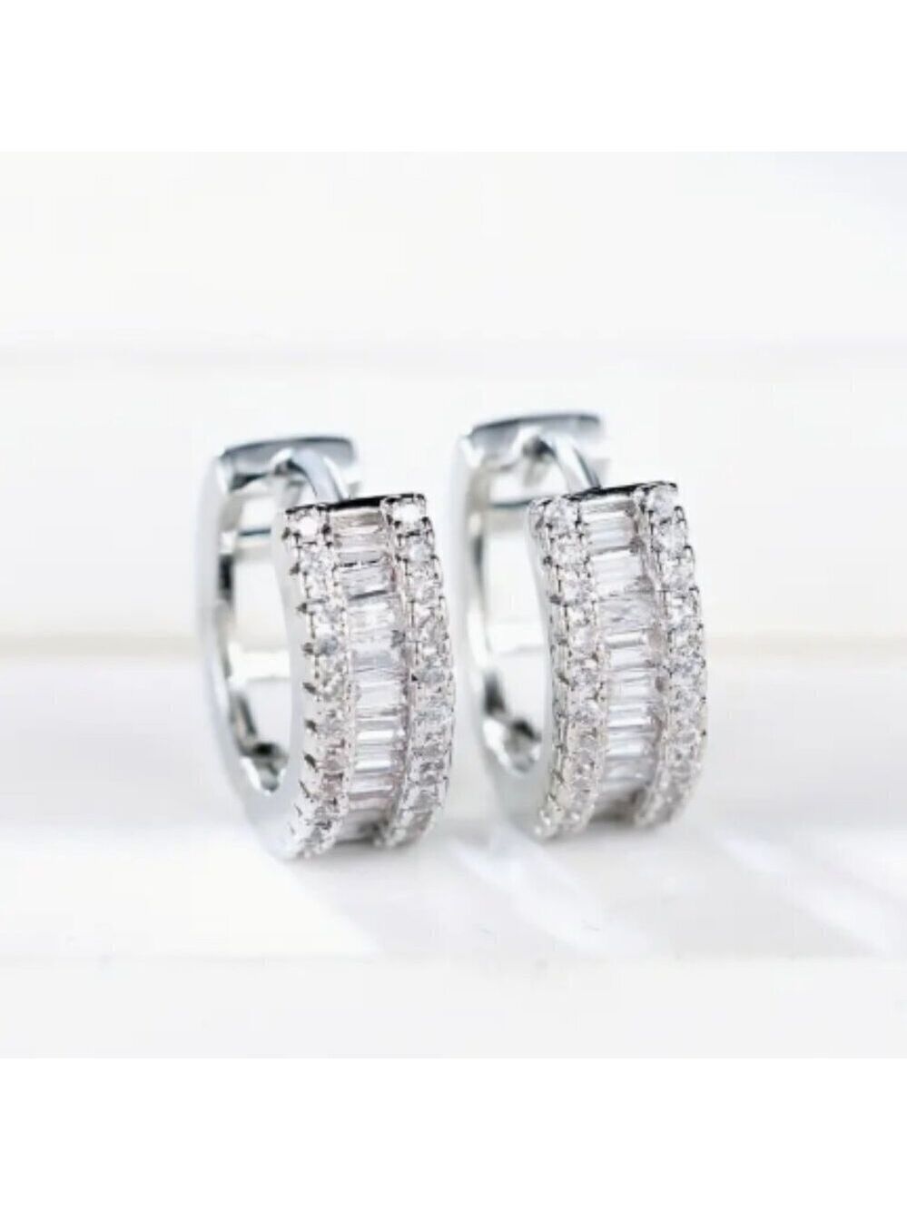 Small Huggie Earrings with Tons of Bling Blue 1413